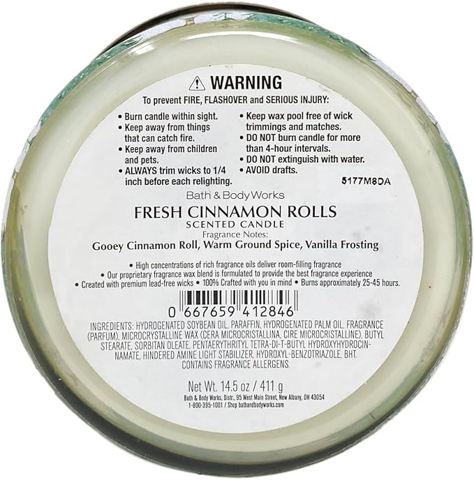 Bath & Body Works Fresh Cinnamon Rolls 3-Wick Scented Candle with a Cherry On Top Bar Soap