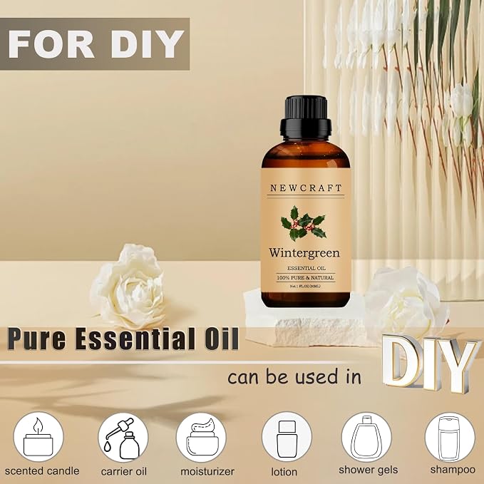 Wintergreen Essential Oils, 100% Pure and Natural Essential Oil for Aromatherapy Diffuser - Wintergreen/1 Fl Oz
