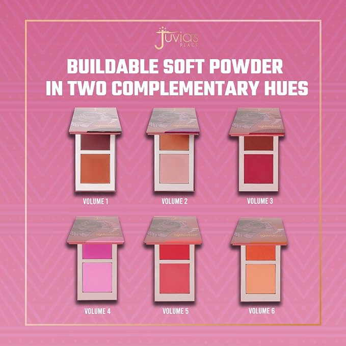 Juvia's Place Duo Blush Volume 4 - Matte Powder Blush for Cheeks Makeup | Highly Pigmented, Two Tone Make Up Powder Blush with Buildable Color for Natural or Bold Looks