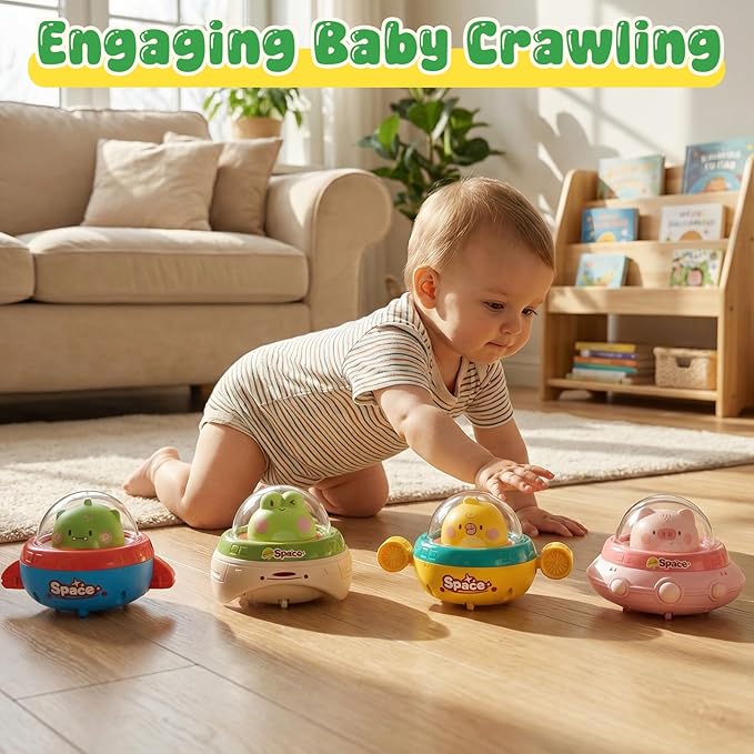 4PCS Animal Car Toys for Toddlers 1-3,Press and Go Baby Car Toys for Ages 0-2,Baby Toys 6-12-18 Months Spaceship 1 Year Old Boy Toys,First Birthday Gifts Toys for 1 Year Old Boy