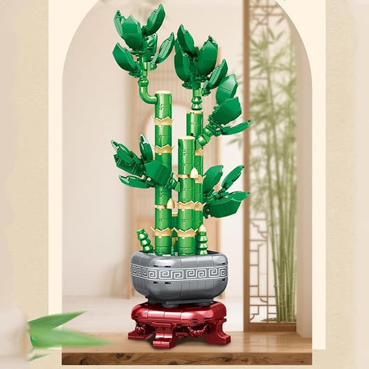 Botanicals Bamboo Building Set, Simulated Green Artificial Plant Decoration Mini Brick, Home and Office Ornament, 531pcs Gift for Adults Ages 6+