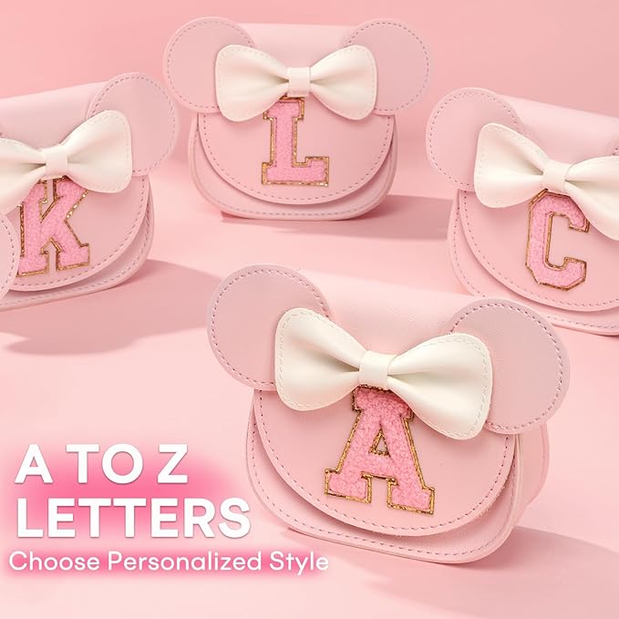 mibasies Toddler Purse Girl Gifts: Girls Birthday Gifts for 3-8 - Toys for Ages 2-4 Girls Mouse Ears Purse, Pink, Letter R