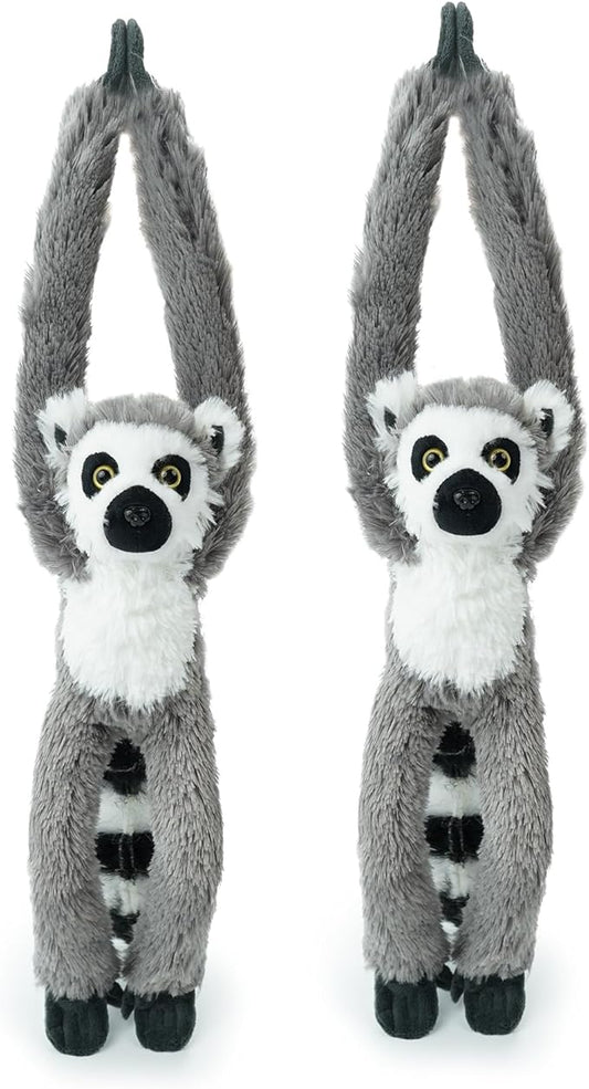 2 Pcs 50CM realistic hanging plush animal-filled lemur toys with hands and feet Parent-child knot , Lemur soft long plush jungle party decoration curtain storage toys Stuffed Animals for Kids 4-8