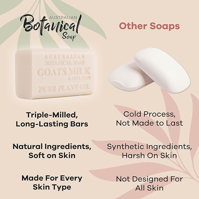 Australian Botanical Soap Woodsy Medley 4 Bar Variety Pack – Goats Milk, Sandalwood, Oat Milk & Aloe Vera, Triple Milled 6.6 oz Bars with Shea Butter