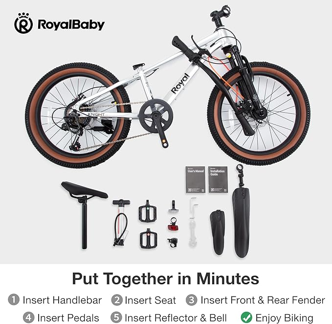RoyalBaby Kids Mountain Bike for Boys and Girls, Ultra-Light Aluminum 20-26 Inch Wheel Bicycle for 6-14 Years Old Children, 7/21-Speeds Drivetrain