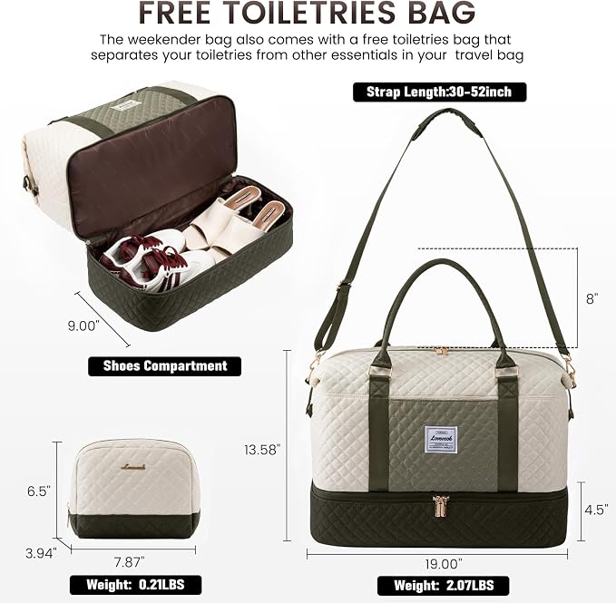 LOVEVOOK Travel Duffle Bag,Weekender Bags for Women with Shoe Compartment，Carry on Overnight Bag with Toiletry Bag,Gym Duffel Bag with Wet Pocket, Hospital Bags for Labor and Delivery