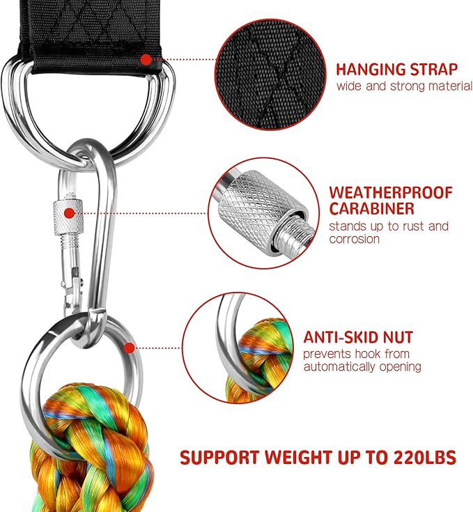 ZNCMRR Rope Swing for Tree Disc Swings Tree Swing for Kids Single Disc Seat and Climbing Rope for Kids Heavy Duty Swing Set for Backyard Playground Accessories Swingset Accessories Outdoor(Red)