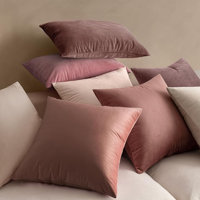 MIULEE Velvet Throw Pillow Covers 22x22 Inch Pack of 2 Jam | Soft Solid Decorative Pillow Covers, Modern Luxury Home Decor, for Couch Chair Sofa Bedroom Livingroom