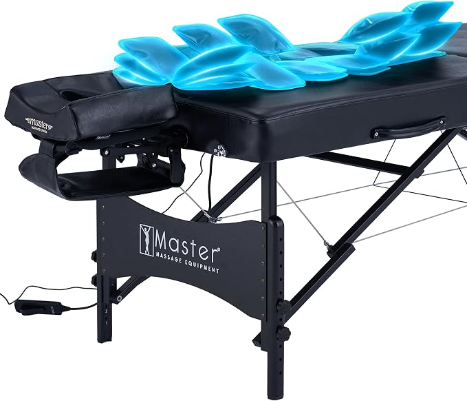 Monaco 30" Master Massage AirWave Portable Table | Full-Body Air Compression & 3D Lumbar Traction | Professional Folding Wellness Bed - Black