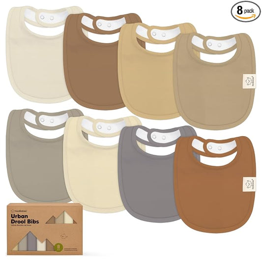 KeaBabies 8-Pack Organic Baby Bibs for Drooling and Teething - Soft Cotton Bibs for Baby Girl, Boy, Extra Absorbent, Easy to Clean & Put On for Toddler, Newborn, Infant 0-24 Months (Terracotta)