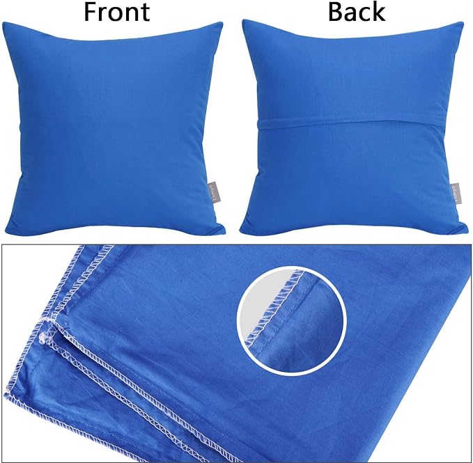 4-Pack 100% Cotton Comfortable Solid Decorative Throw Pillow Case,Thmyo Square Cushion Cover Pillowcase Sublimation Blank Pillow Covers DIY Throw Pillowcase for Sofa Bedroom(20x20 inch/ 50x50cm,Blue)