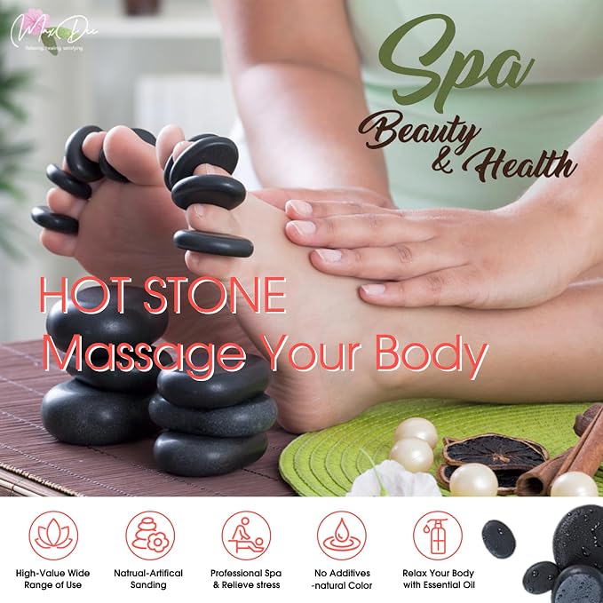 Maxdee Gua Sha Facial Tool & Hot Stone Massage Set | 8 Mini Gua Sha Stones & 2 Hot Massage Stones, Facial Sculpting for Jawline Contour & Puffiness Reduction, Facial Massage Tool, Skin-Care Gift, 1.6"
