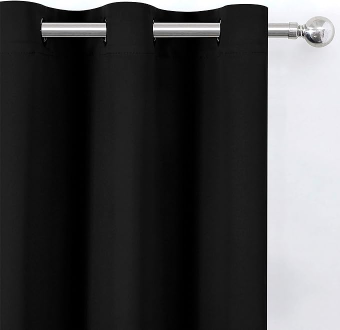 LEMOMO Blackout Curtains 52 x 84 inches Long Black Curtains Set of 2 Panels Thermal Insulated Room Darkening Curtains for Bedroom