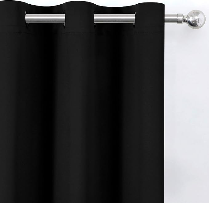 LEMOMO Black Thermal Blackout Curtains/42 x 84 Inch/Set of 2 Panels Room Darkening Curtains for Bedroom
