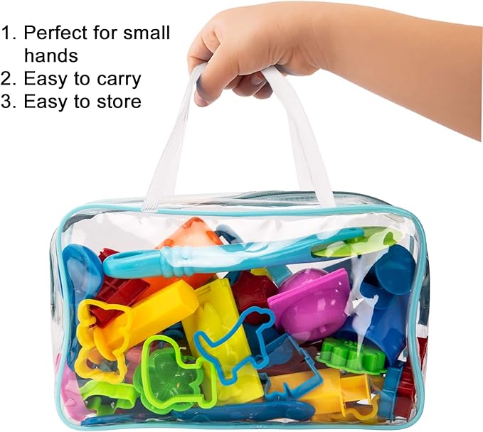 Dough Tools for Kids, 46Pcs Dough Tools Kit Include Assorted Colors Dough Accessory Molds Rollers Cutters Scissors and Storage Bag for Playing