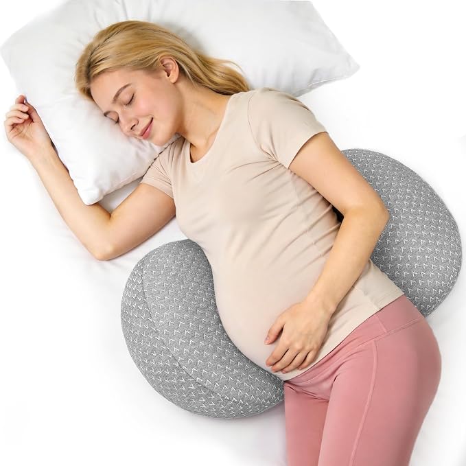 Pregnancy Wedge Pillow for Sleeping, Adjustable Maternity Pillow for Side Sleepers, Supports Back, Belly & Hip, Ideal for Pregnant Women, Bamboo Rayon Removable Cover, Grey (Plus)