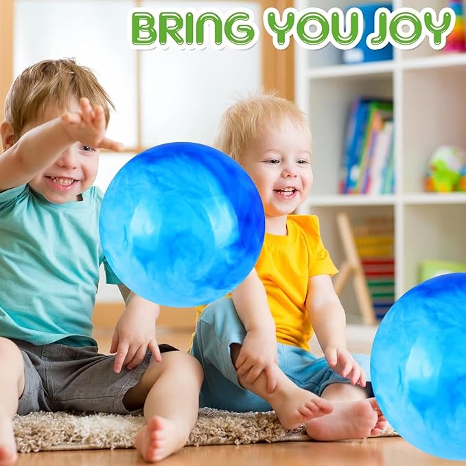 2 Pcs Marbleized Bouncy Balls for Kids Large-Sized Ball Inflatable Rubber Playground Sensory Balls for Beach Pets Indoor Outdoor Kickball Water Balls