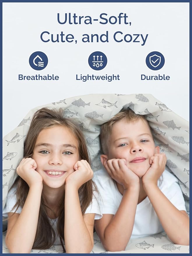 Kids Twin XL Size Bed Sheet Set - 3 Piece Kids Loft Bed Sheets - Fish Sea Animal Themed Bedding - Soft, Cute - Breathable and Machine Washable - Ocean Animal Bed Set for Boys, Girls, Teens & Toddlers