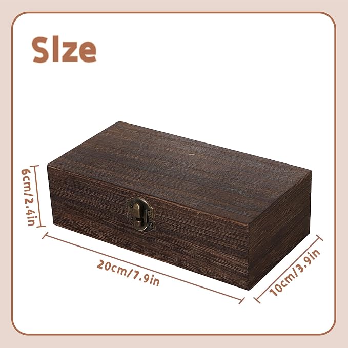 Vintage Wood Storage Box Rectangular Solid Wood Gift Box Keepsake Boxes Storage Bins With Lids For Sunglass Case Locker Organizer Trinket Boxes Man Retro Style Jewelry, 7. 9 x 3. 9 x 2.4 Inch