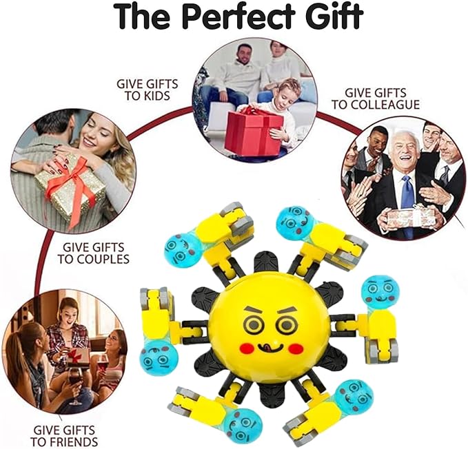 30 Pcs Transformable Fidget Spinner Toys for Kids, Stress Relief Sensory Toys for Autism ADHD, Birthday Party Favors, Easter Basket Essentials, Classroom Prizes, Stocking Stuffers for Boys Girls