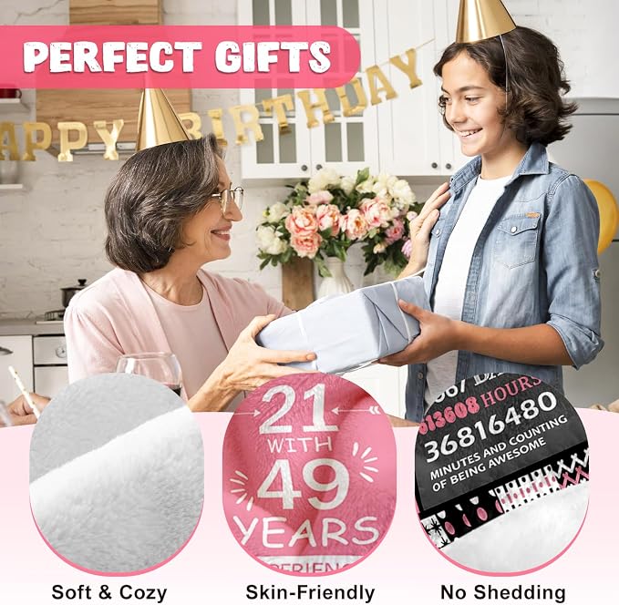 70th Birthday Gifts for Women, 70th Birthday Blanket for Women 60"x80" | 70th Birthday Decorations for Women, 70 Year Old Birthday Gifts for Women, 1956 70Th Birthday Gifts for Sister, Mom, Friend