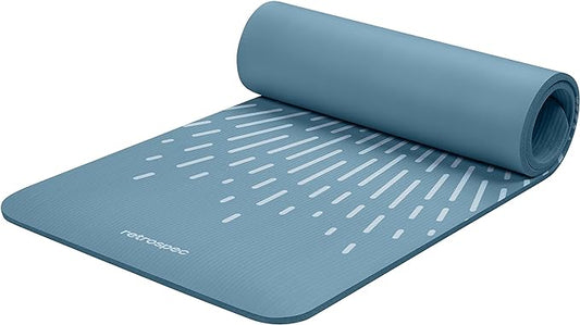 Retrospec Solana Yoga Mat Thick 1/2in Non-Slip Workout Mat with Nylon Strap - 72x24in Exercise Mat for Pilates, Stretching & Fitness - BPA Free, Easy Clean