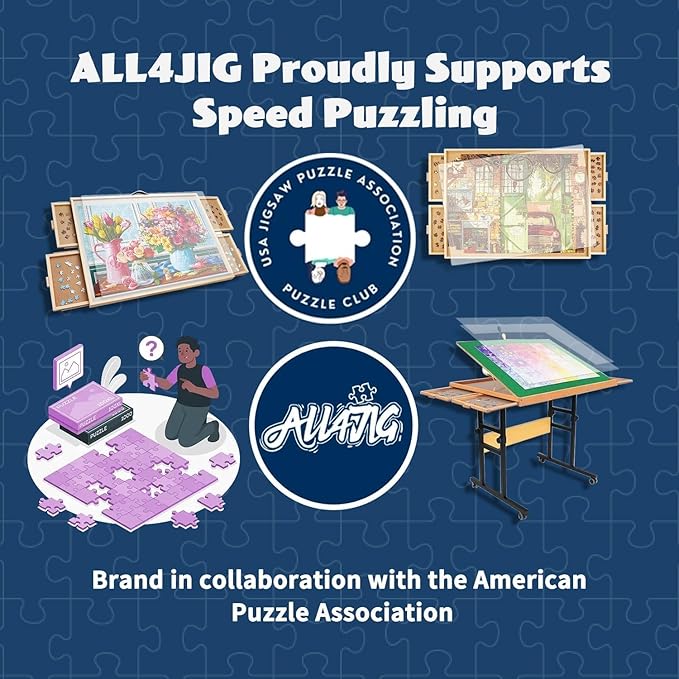 ALL4JIG 1000 Piece Rotating Puzzle Board with 4 Drawers 20.94"x28.74"Portable Wooden Jigsaw Puzzle Table for Adults Portable,Lazy Susan Spinning Puzzle Boards Birthday Gift for mom