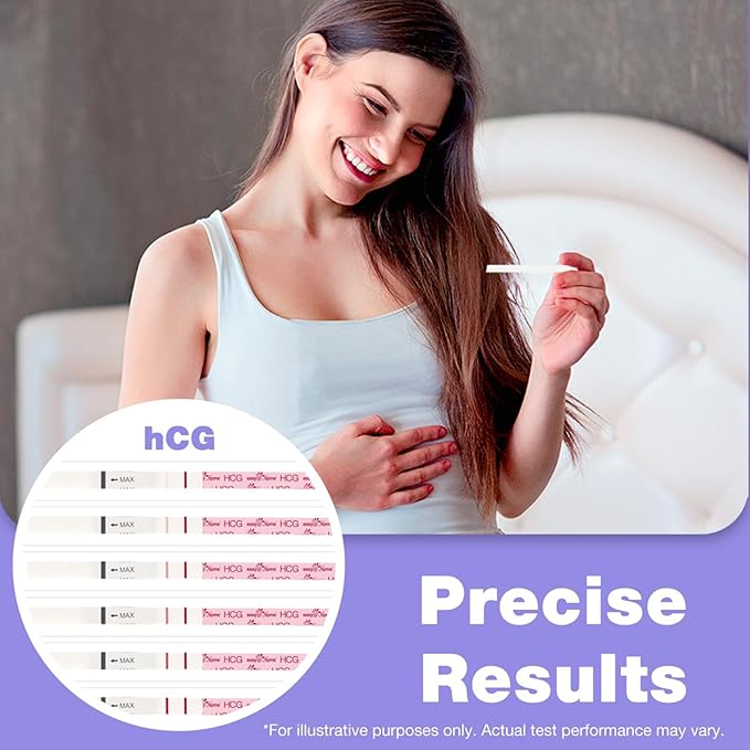 Easy@Home Pregnancy Test Strips: 100 Bulk Pregnancy Strips, Early Detection hCG Test Kit - Pruebas de Embarazo, Powered by Premom APP | 100 Pack