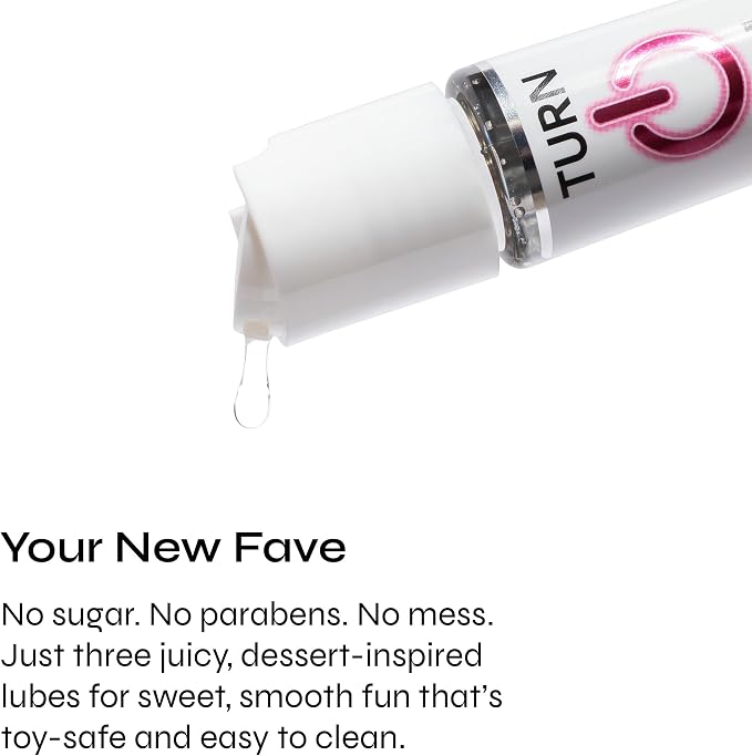 Turn On 3-Pack Flavors Sampler Collection - Strawberry, Watermelon, and Cupcake Lubes for Men, Women, and Couples | Paraben-Free, Gluten-Free, Stain-Free, Travel-Friendly, 1 fl oz Each