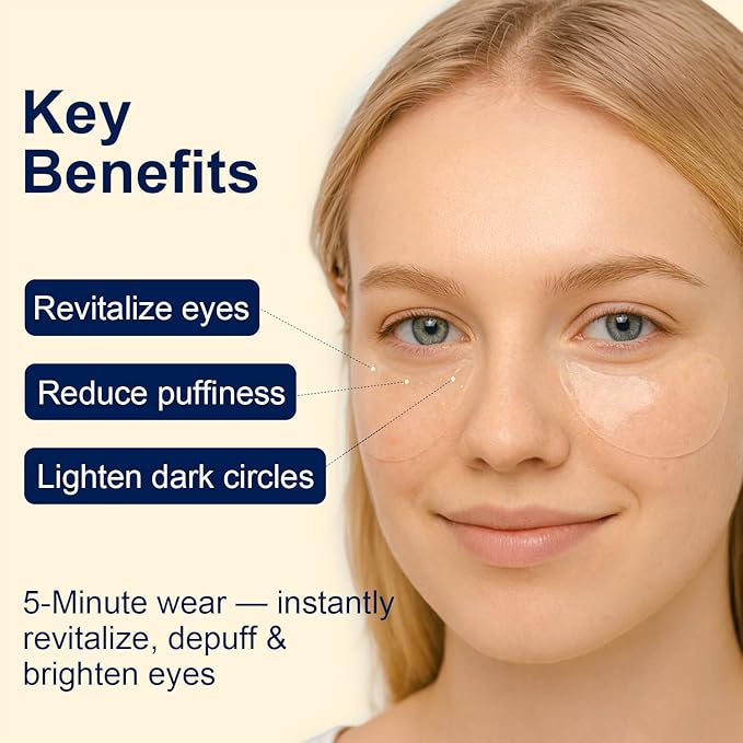 Tintark Hydrogel Under Eye Patches for Puffy Eyes & Dark Circles – 28 Pairs + 2 Eye Serums, Cooling Eye Masks with Caffeine, Vitamin C & Niacinamide for Depuffing, Brightening & Tired Eyes