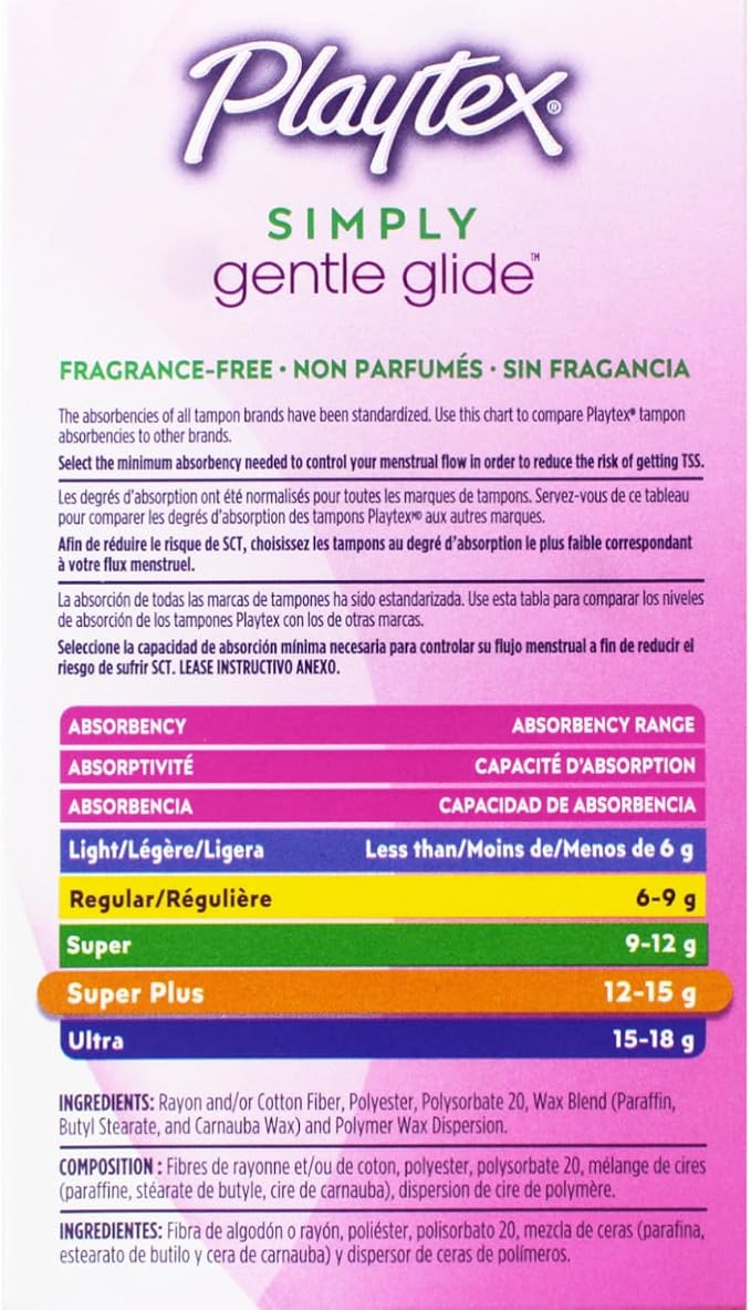 Playtex Gentle Glide Tampons with Triple Layer Protection, Super Plus, Unscented - 36 Count (Pack of 2)