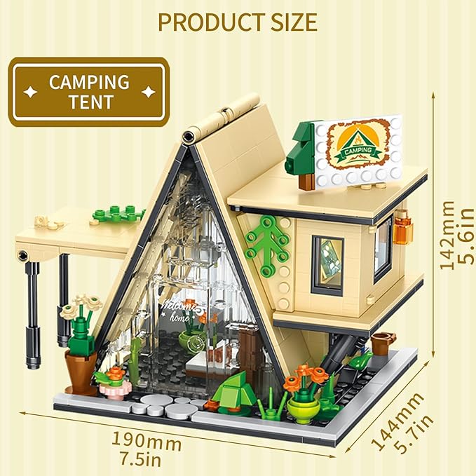 FANTASY&Co. Camping Tent Building Blocks Set - 579PCS, Adventure-Themed Playset for Kids 6+, STEM Educational Toy, Compatible with Lego