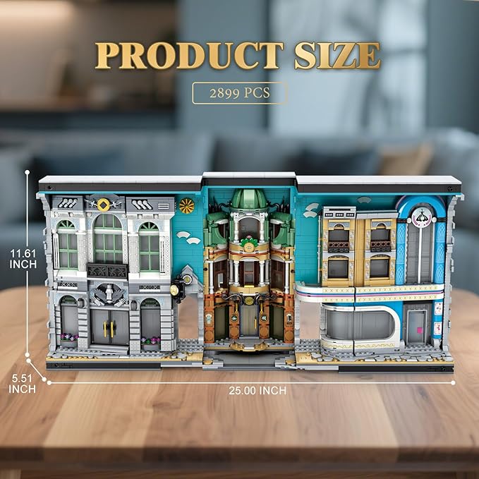Book Nook Building with Light, Streetscape BookNook Building Kit 66032 for Bookshelf&Home Decor, 2899 PCS Bookend Model Toy, Gift for Kids Adults Boys Girls Age 14+