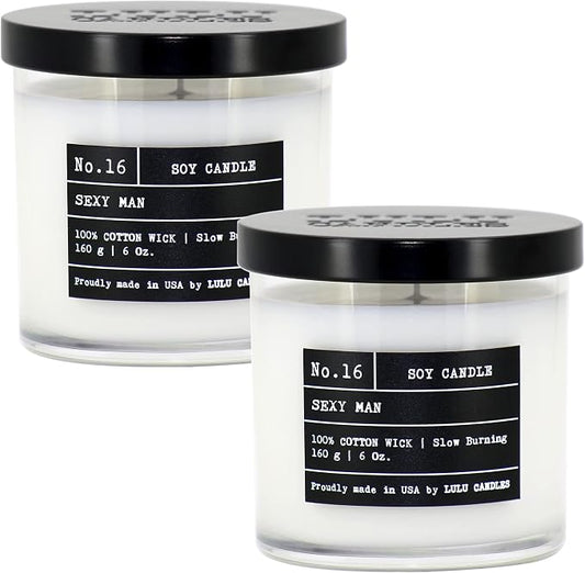 Lulu Candles | Sexy Man | Luxury Scented Soy Jar Candle | Hand Poured in The USA | Highly Scented & Long Lasting (6 Oz. 2 Pack)
