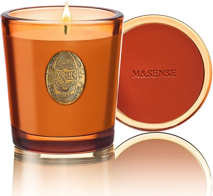 M&SENSE Orange Goji Scented Candle | Orange Candle for Home Scented, Gift for Women | 9.2 oz Soy Wax Candle Set for Relaxation, Gifting