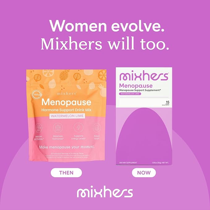 Mixhers Menopause - Menopause Support Drink Mix - Women's Menopause Supplements - Hormone Balance Multivitamin - With Maca Root & Black Cohosh - Sugar Free - Vegan - 15 Drink Packets - Watermelon Lime