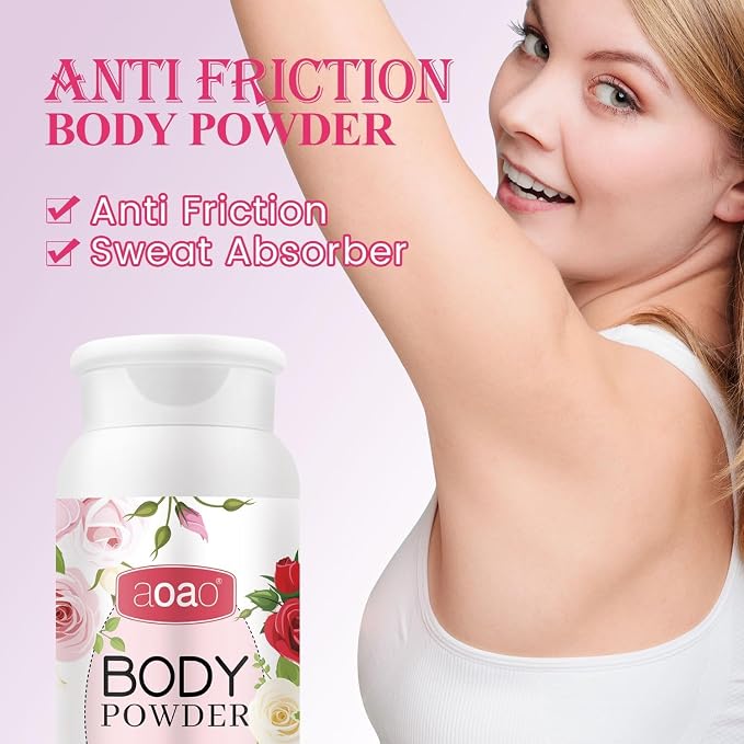 AOAO Women's Body Powder, Talc-Free Cashmere Dusting Powder for Women, Sweat & Chafing Soothe with Aloe, Protect Zinc Oxide, Hypoallergenic Formula for Underarms Thighs & Skin Folds, Daily Fresh-2pack