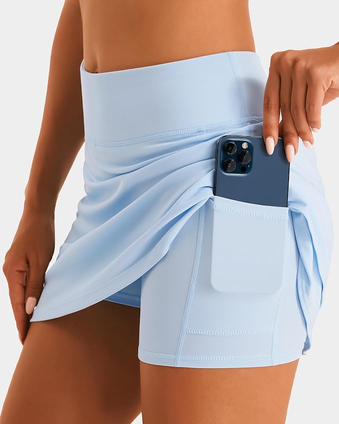 Stelle Tennis Skirts for Women Ruffle Athletic Golf Skorts with Pocket | High Waisted, Tummy Control, Built in Shorts, Athletic Skirt, Golf Skirt, Soft, Breathable, Workout, Pickleball