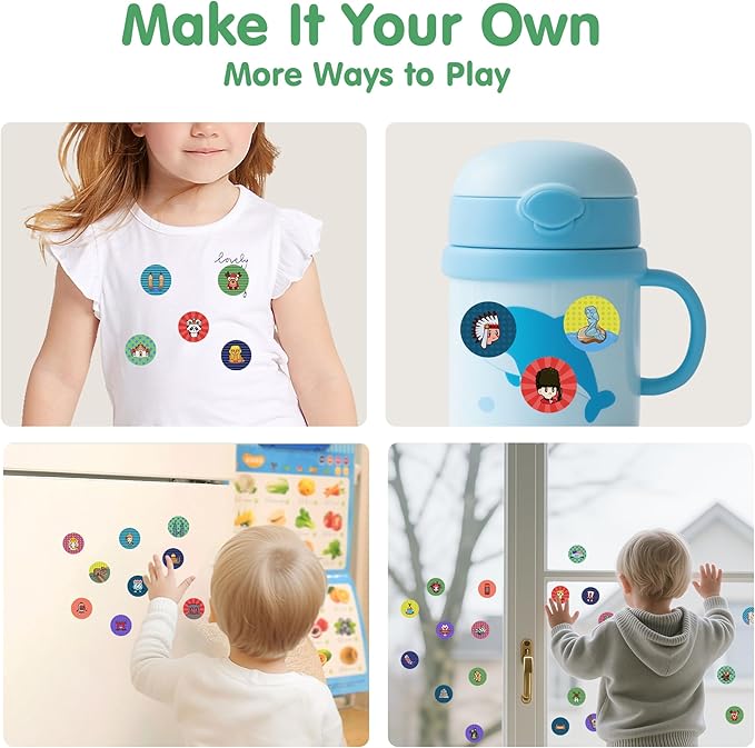 iPlay, iLearn Lady Libert Stamp & Sticker Toy, 400+ Stickers & 18-Page World Travel Stamper Book, Toddler Art Craft Kit for Plane Travel, Creative Birthday Gift for 3 4 5 6 7 8 Year Old Girl Boy Kid