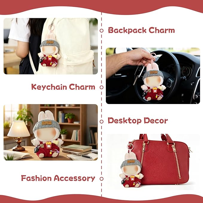 17cm Doll Clothes Set, 3-Piece Premium Velvet Outfit with Mix & Match Accessories, Easy-Dress Fashion for Collectible Display & Play (Doll Not Included, Red)