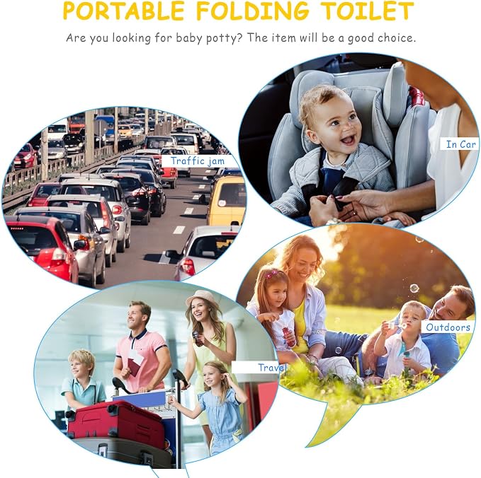 FRCOLOR Portable Toilet for Car Travel Environmentally Friendly PP Material Thick and Stable Potty Trainer for Boys and Over Years Convenient Outdoor Use Easy to Carry