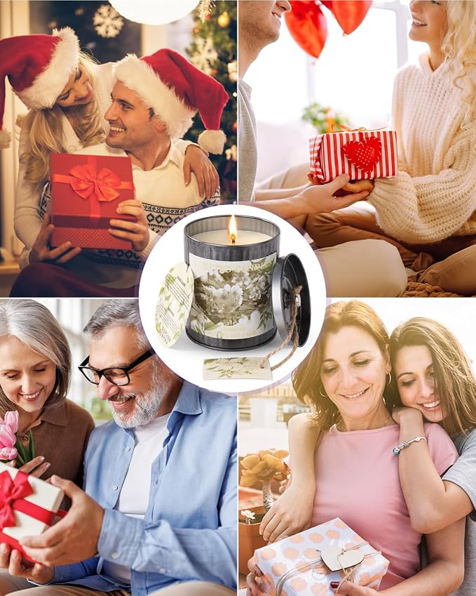 Scented Candles for Home, 8oz Soy Candle, 50H Burn, Sea Salt & Sage Aromatherapy, White Candle in Gift Box, Perfect for Birthday, Mother's Day, Christmas