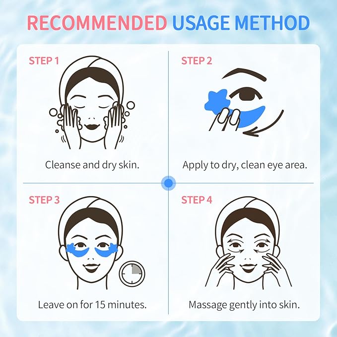 30 Pairs Under Eye Patches,Tri-color Star Under Eye Mask Patches for Sleepover Party,Cooling Eye Patches for Puffy Eyes and Dark Circles,Blueberry+Watermelon+24K Gold Hydrogel Overnight Eye Patches