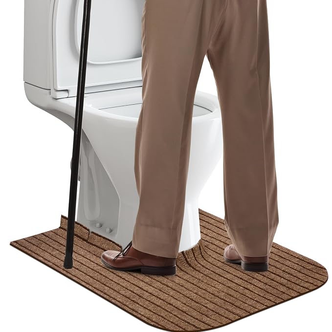 Round Commode Potty Training Mats for Boys, Toilet Training Mats, Potty Training Toilet Rugs, Toilet Rugs u Shaped,Toilet mats for Bathroom,Machine Repeatedly Washable(4 Pack,Brown)