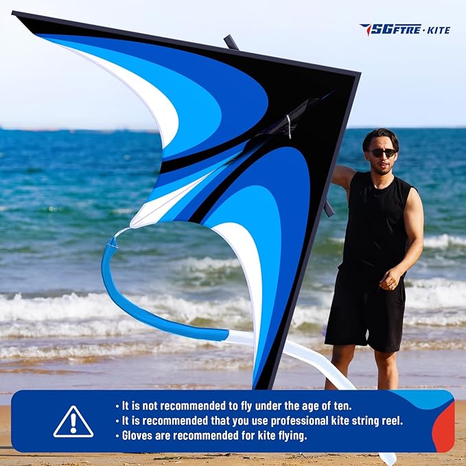 SGftre Delta Kite for Kids & Adults，Extremely Easy to Fly for Beginners，Kites for Beach Trip Park Family Outdoor Activities