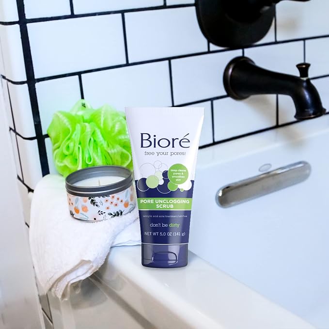 Bioré Pore Unclogging Scrub, Removes Excess Dirt and Oils, Face Scrub, with Salicylic Acid, Oil Free, 5 Ounces, Pack of 12