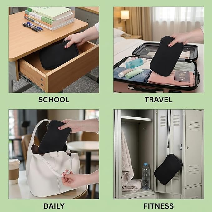 Tampon Holder for Purse Tampon Bag Portable Tampons Bag Organizer Case Tampons Storage Bags with Zipper Travel Feminine Product Organizer for Women Black