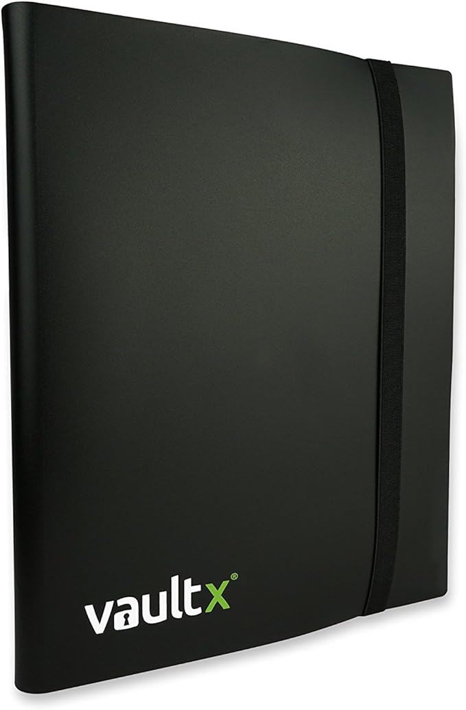 Vault X 9 Pocket Standard Strap Binder, Holds 360 Trading Cards in 20 Side-Loading Pages (Black)