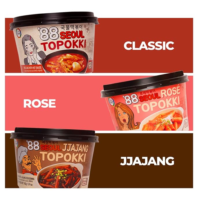 Surasang Korean Tteokbokki Cup, Korean Street Food | Classic Sweet & Spicy Sauce, Instant 2-Minute Microwave Meal, Traditional Tteokbokki Rice Cakes, 6 oz, Pack of 6