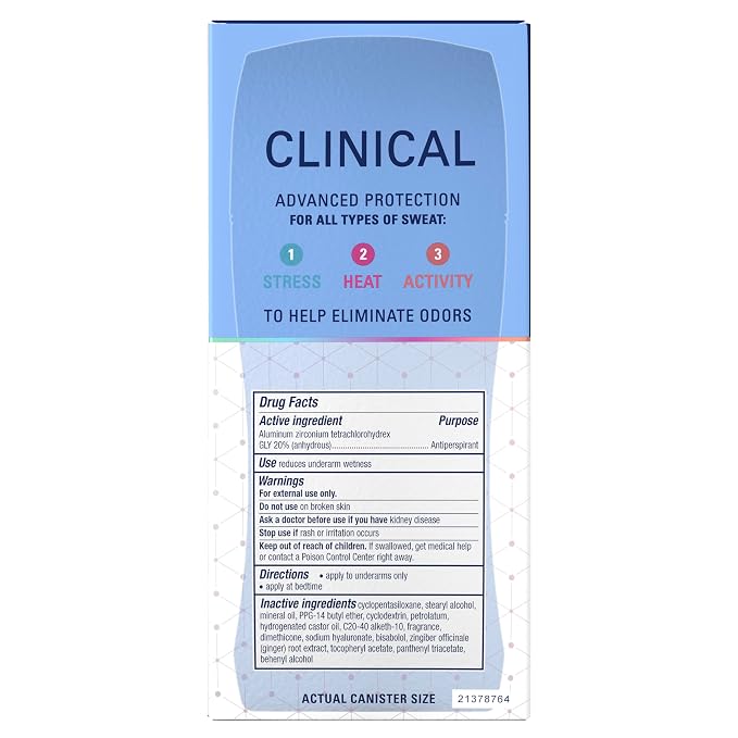 Secret Clinical Strength 100HR Sweat & Odor, Invisible Solid Antiperspirant Deodorant for Women, 3X Stress Protection with Hyaluronic Acid, PH Balanced, Clean Lavender Scent, 2.6 oz (Pack of 12)
